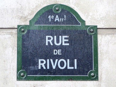 Paris street sign of the Rue de Rivoli