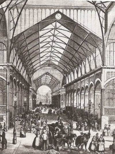 Line drawing of old Paris covered glass market for BCWA talks group